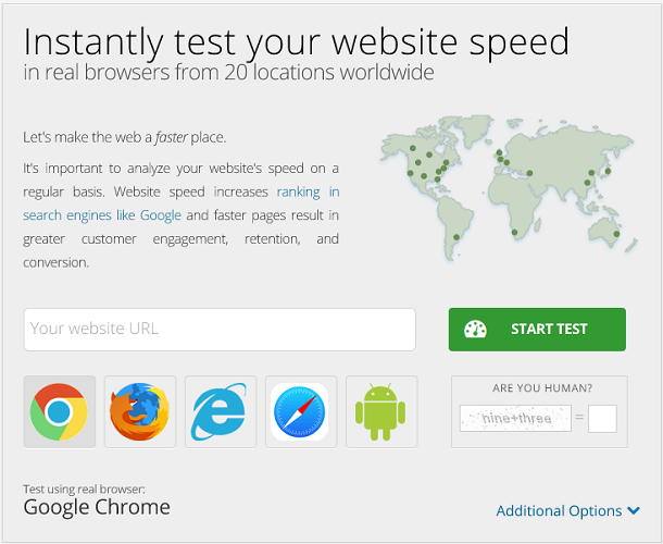 web page speed test