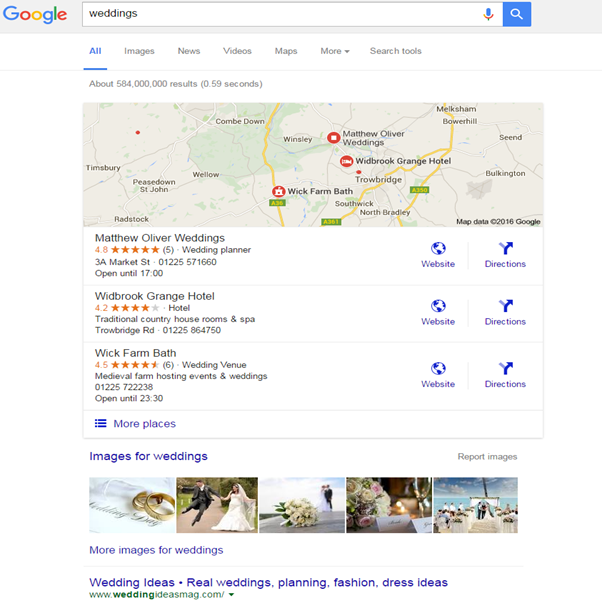 image search optimisation on universal results page