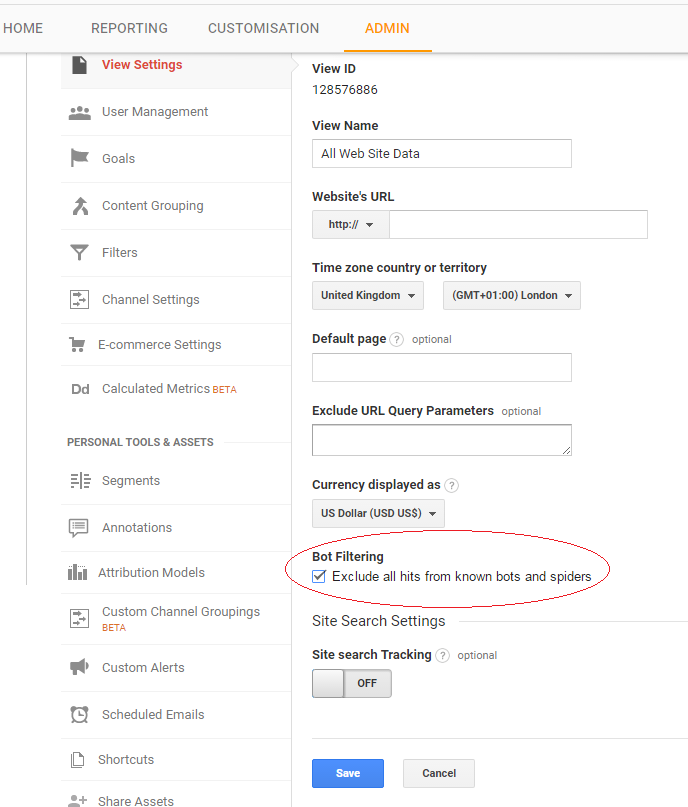 exclude all bots and spiders in Google Analytics
