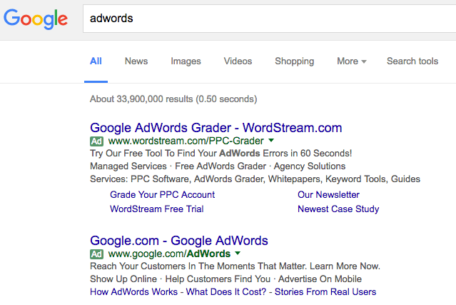 Google AdWords green label 